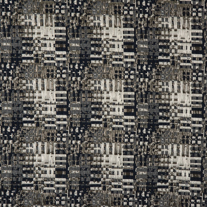 Metallic Silver/Patriot Blue/Ivory Abstract Geometric Polyester Brocade