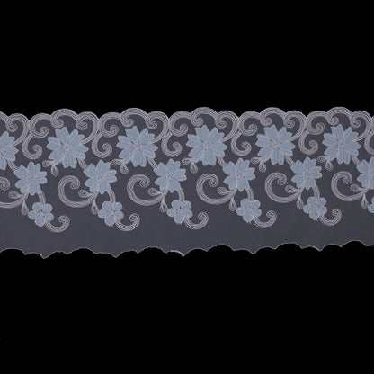 5.5" Blue and White Flower Emboidery on Mesh 5.5"