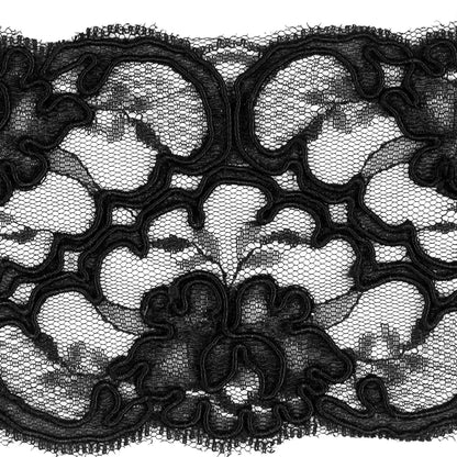 Black Corded Lace Trim - 3" Detail