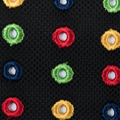 Italian Black/Multi-Colored Embroidered Spacer Mesh Detail