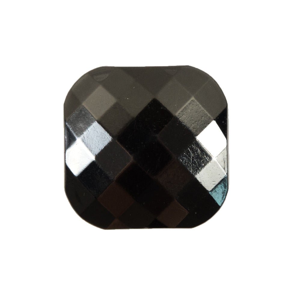 Faceted Square Gunmetal Plastic Button - 40L/25mm