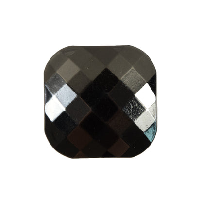 Faceted Square Gunmetal Plastic Button - 40L/25mm