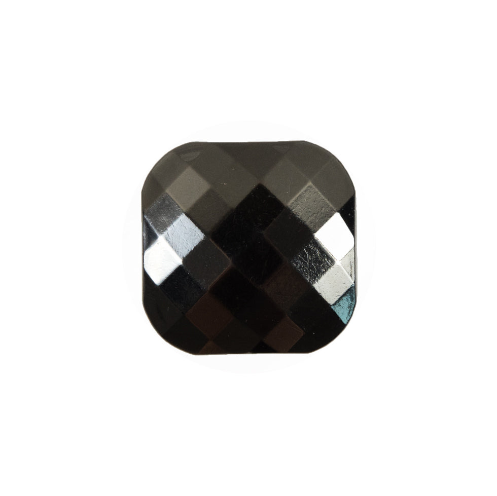Faceted Square Gunmetal Plastic Button - 34L/21.5