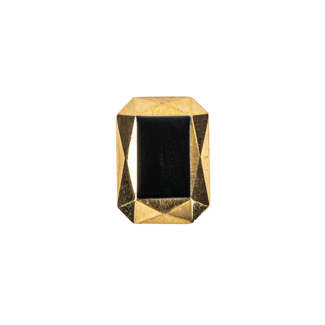 Black and Gold Glass Self Back Button - 30L/19mm