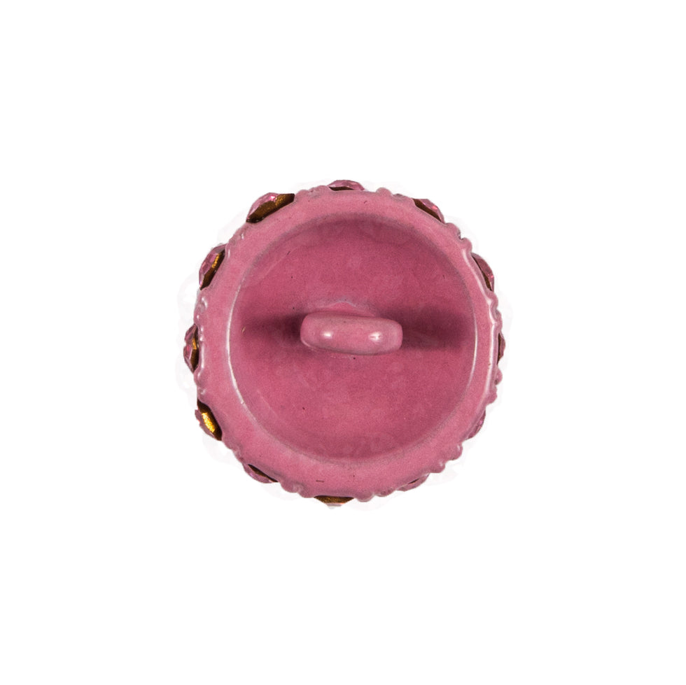 Pink Rhinestone Metal Button - 26L/16mm - Detail