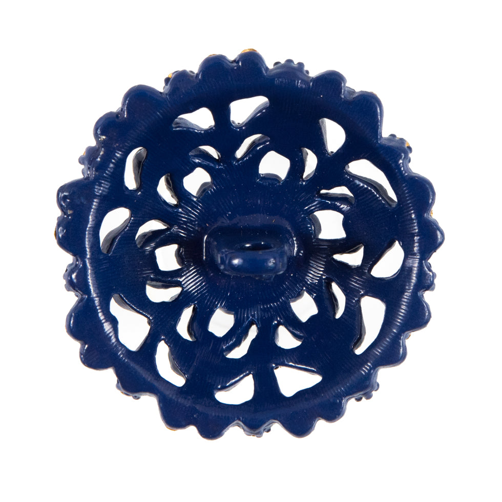 Navy Rhinestone Metal Button - 54L/34mm Detail