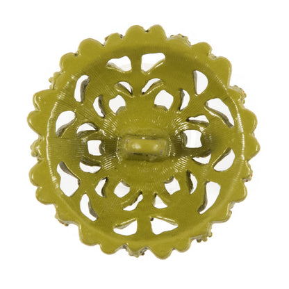 Olive Rhinestone Metal Button - 54L/34mm - Detail