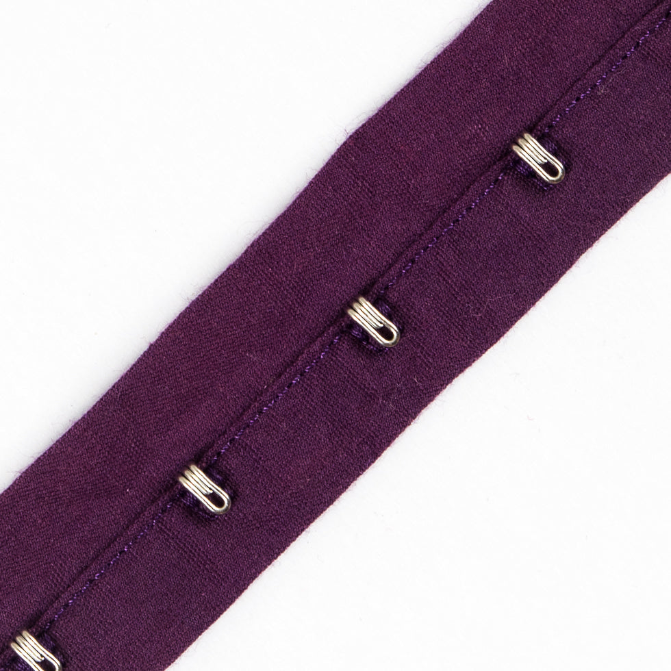 1" Purple Cotton Hook & Eye Tape Detail