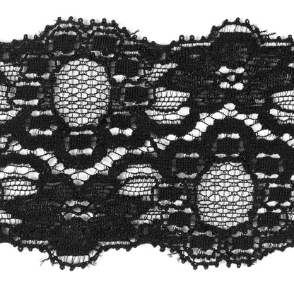 Black Stretch Lace Trim - 2.25" Detail