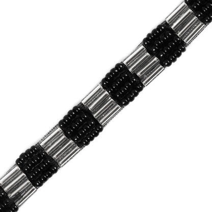 Black/Silver Beaded Trim - 0.25 - Detail