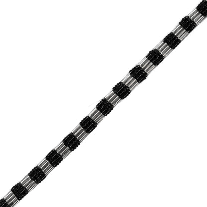 Black/Silver Beaded Trim - 0.25