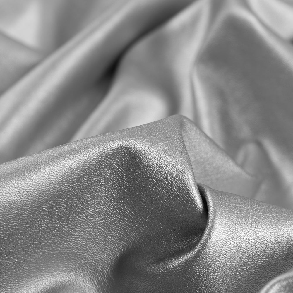 Metallic Silver Stretch Faux Leather/Vinyl Full