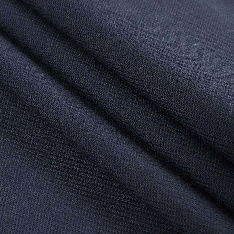 True Navy Stretch Virgin Wool Twill Detail