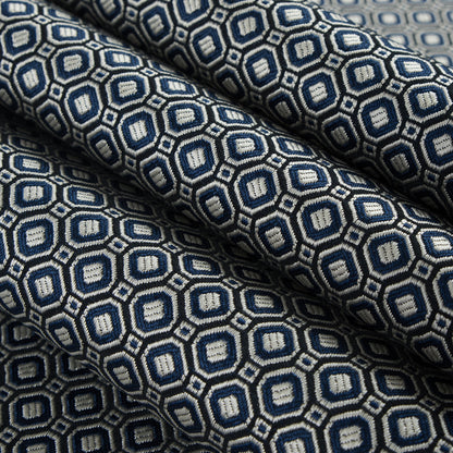 Strong Blue/Silver Geometric Jacquard Folded