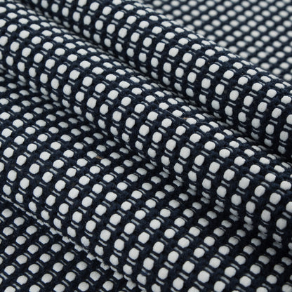 White/Navy Checkered Loosely Woven Novelty Tweed Folded