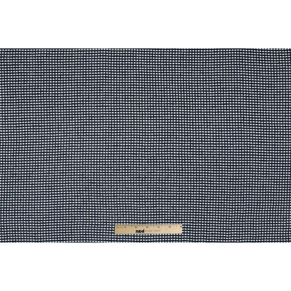 White/Navy Checkered Loosely Woven Novelty Tweed Full