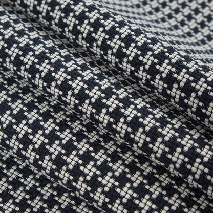 Ivory/True Navy Houndstooth Cotton Tweed Folded