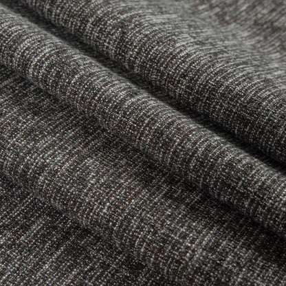 Heathered Black/White/Bison Wool-Cotton Tweed - Folded
