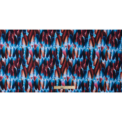 Compression Swimwear Tricot, UV Protective with Aloe Vera Microcapsules - Blue/Red Feather - Caye Collection Folded