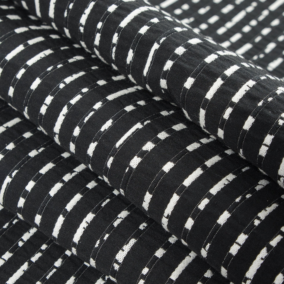 Black/White Striped Cotton Brocade - Detail