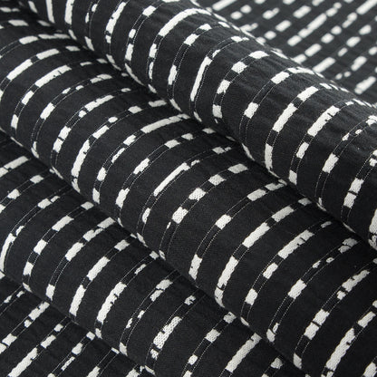 Black/White Striped Cotton Brocade - Detail