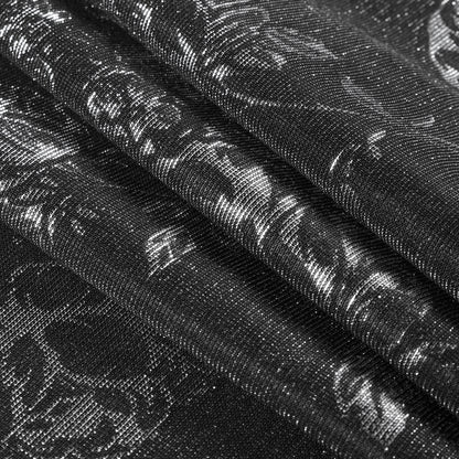 Black/Sliver Floral Metallic Mesh - Folded