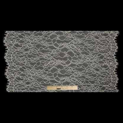 Narrow Ivory Re-embroidered Lace w/ Scalloped Eyelash Edges - Full