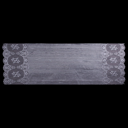 Lace with Scalloped Eyelash Edges - Rose and Metallic Silver Striped Floral Full