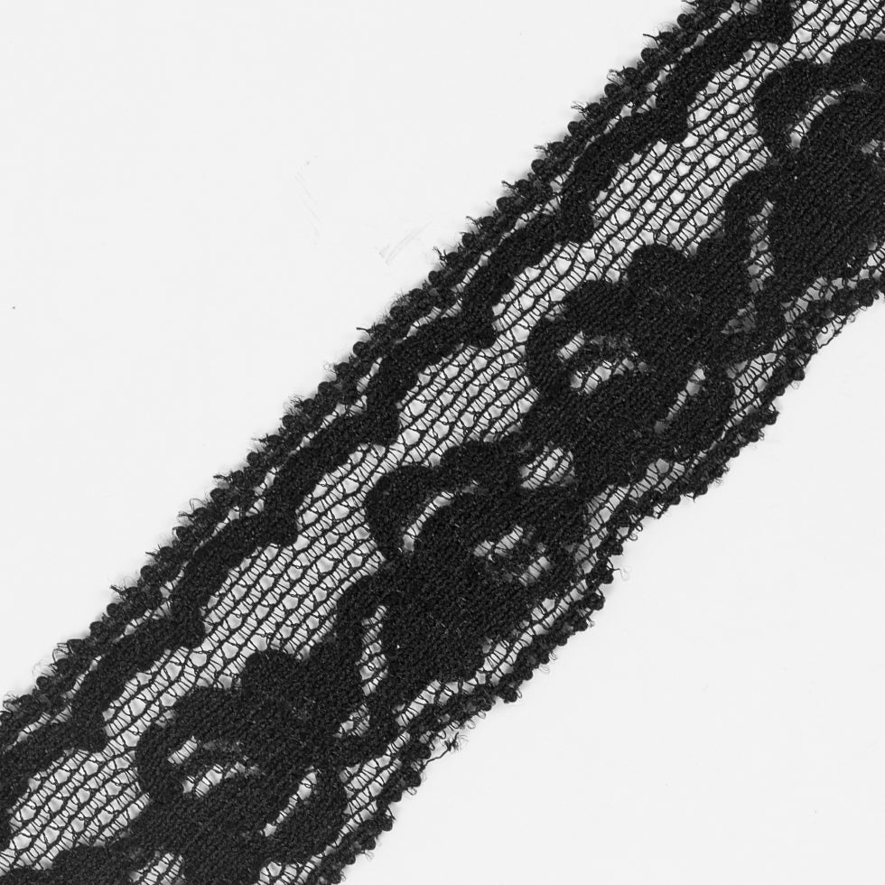 Black Stretch Lace Trim - 1 - Detail