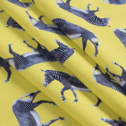 Compression Swimwear Tricot, UV Protective with Aloe Vera Microcapsules - Yellow Zebras - Caye Collection Detail