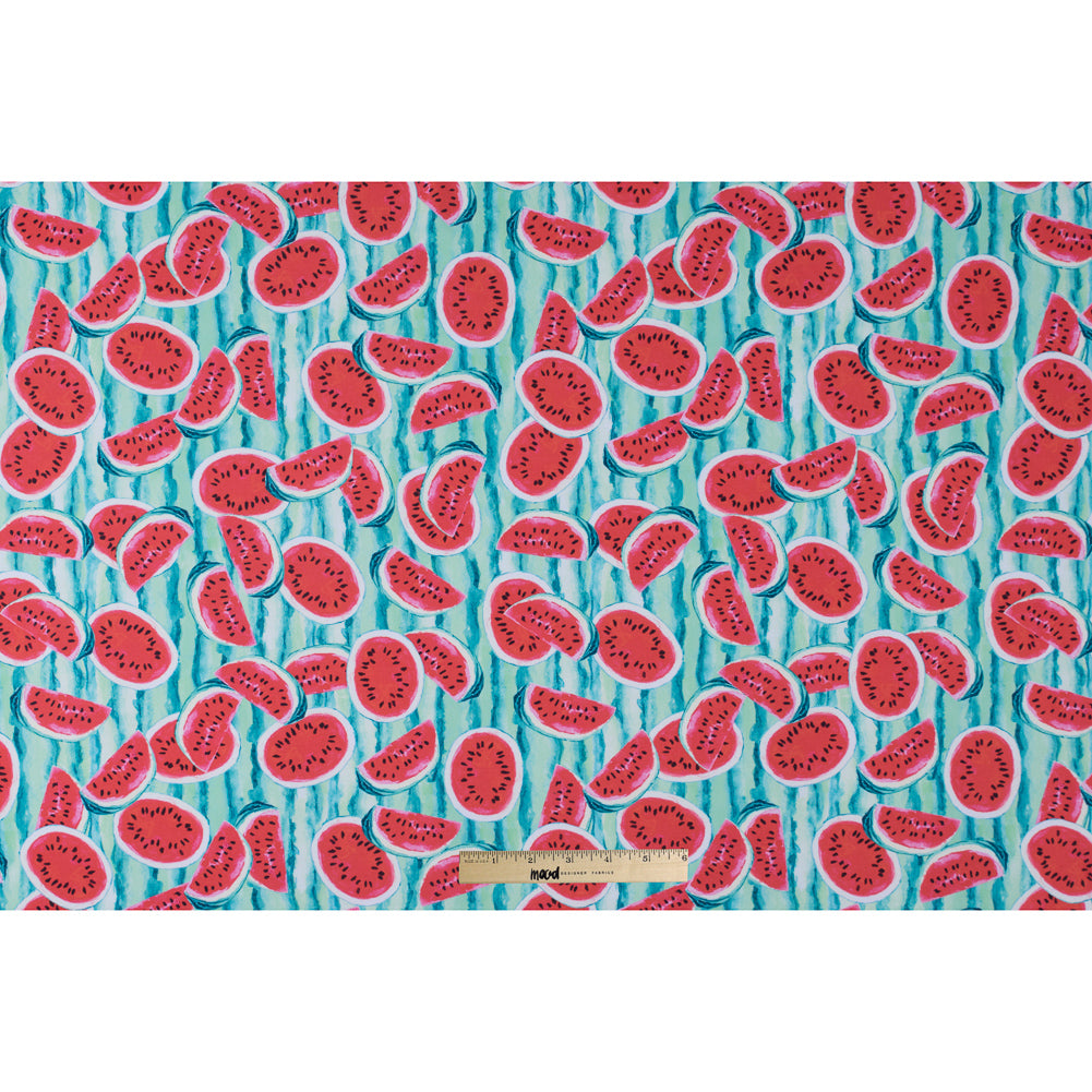 Watermelon Printed Caye UV Protective Compression Swimwear Tricot w/ Aloe Vera Microcapsules Folded