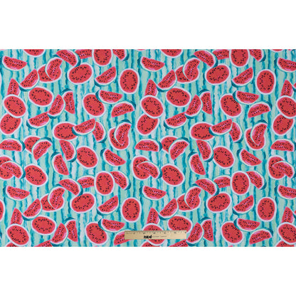 Watermelon Printed Caye UV Protective Compression Swimwear Tricot w/ Aloe Vera Microcapsules Folded