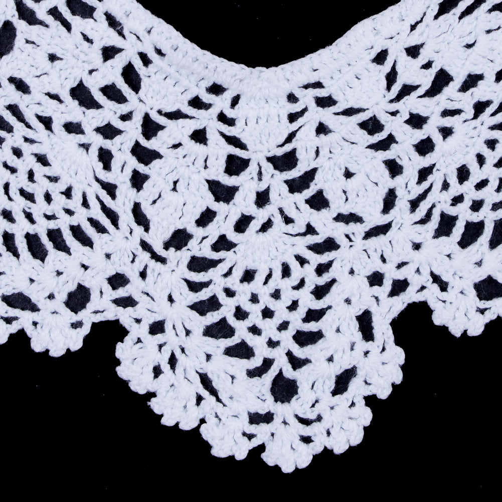 White Cotton Crochet Neck Applique - 8" Detail