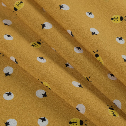 Honey Gold Bee Printed Polyester Crepe de Chine Folded