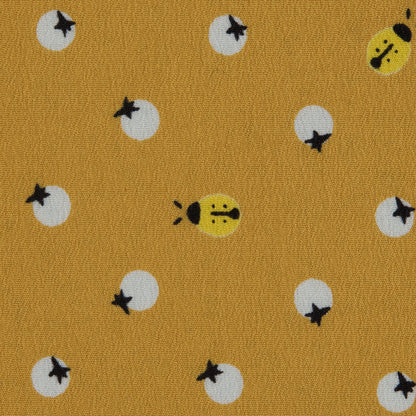Honey Gold Bee Printed Polyester Crepe de Chine Detail