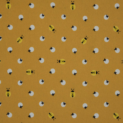 Honey Gold Bee Printed Polyester Crepe de Chine