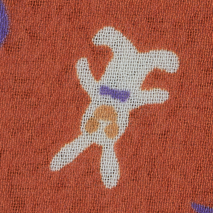 Rocking Horses, Balloons, Giraffes and more Printed on an Orange Chiffon - Detail