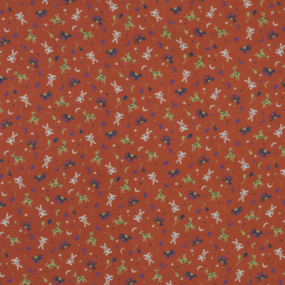 Rocking Horses, Balloons, Giraffes and more Printed on an Orange Chiffon