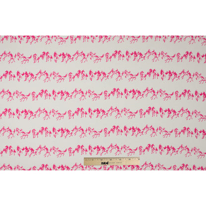 Beige/Pink Rows of Horses Printed on a Crepe de Chine Full