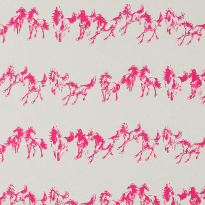 Beige/Pink Rows of Horses Printed on a Crepe de Chine