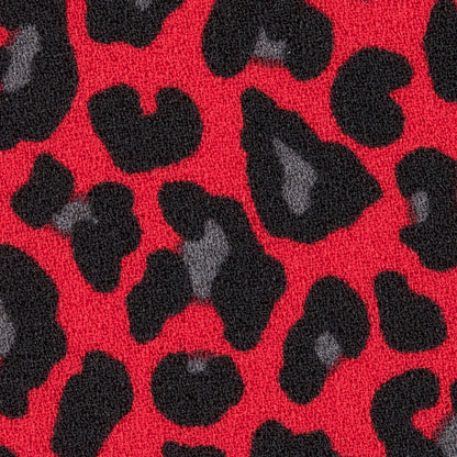 Red/Black Leopard Printed Stretch Polyester Crepe Detail
