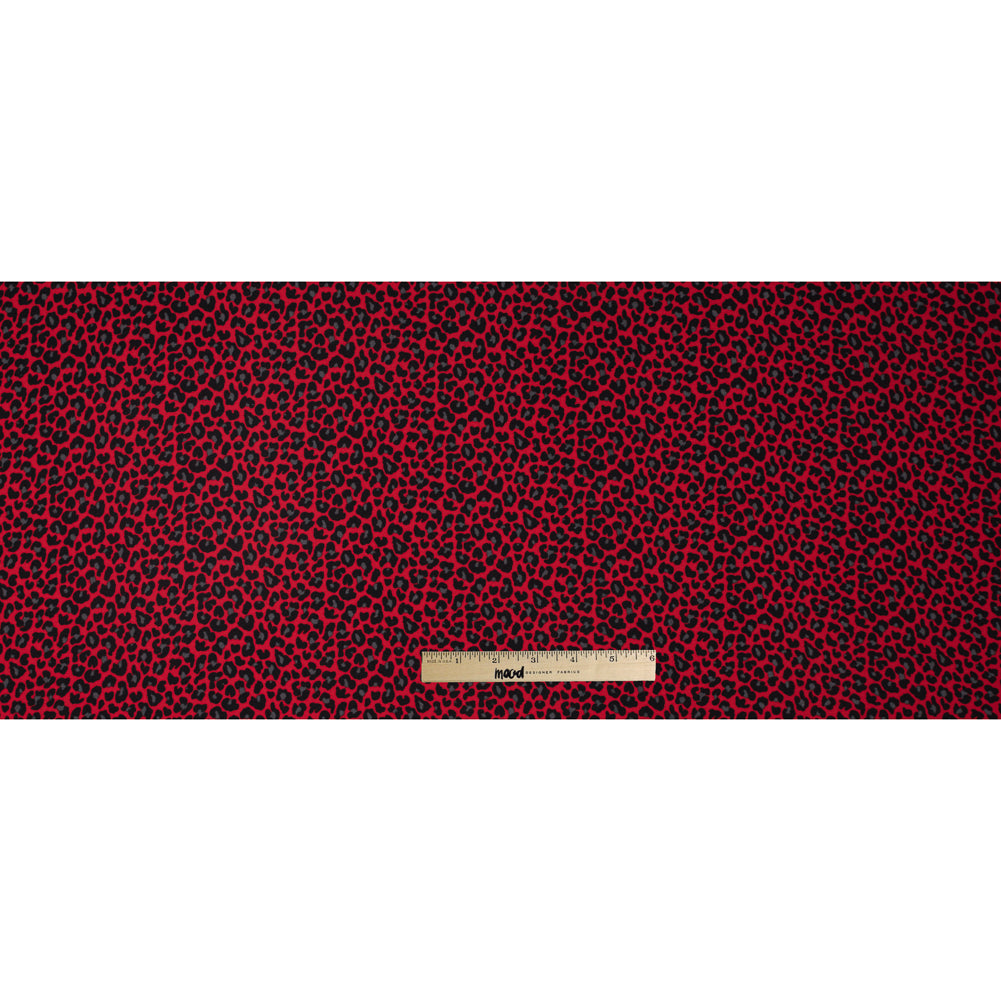 Red/Black Leopard Printed Stretch Polyester Crepe Full