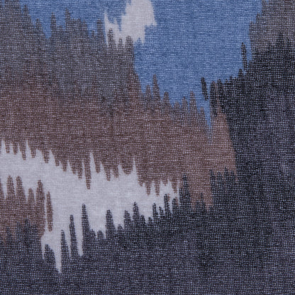Blue/Brown Abstract Printed Polyester Chiffon Detail