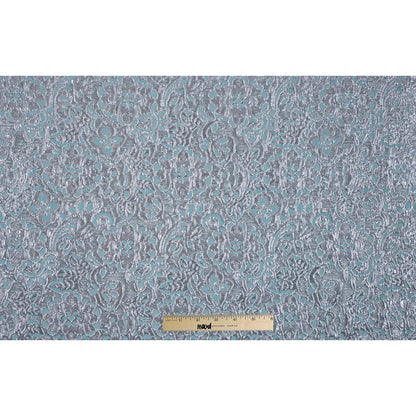 Turquoise/Silver Metallic Floral Brocade - Full
