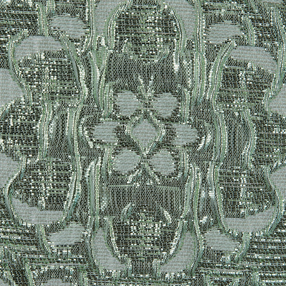 Mint Metallic Floral Brocade Detail