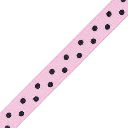 Pink Grosgrain Ribbon with Black Polka Dots - 0.375 - Detail