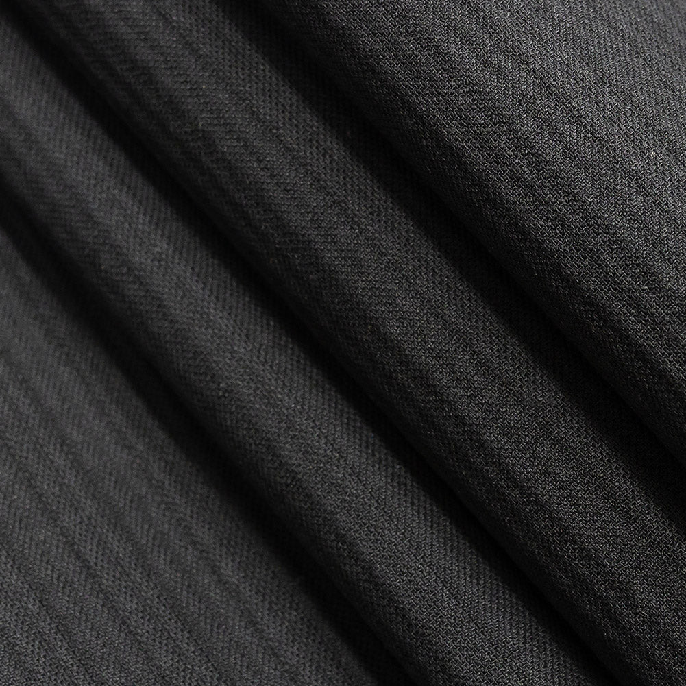 Black Stretch Ribbed Cotton Woven - Folded