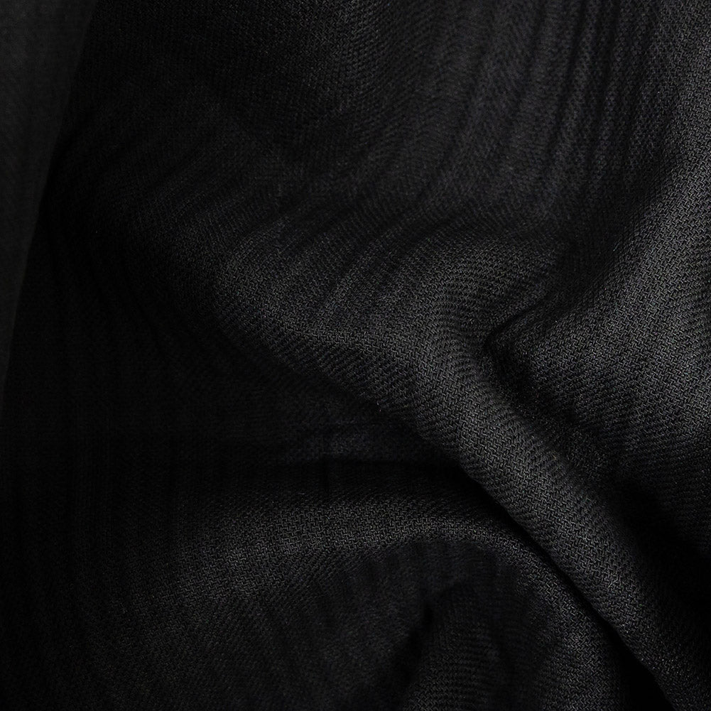 Black Stretch Ribbed Cotton Woven - Detail