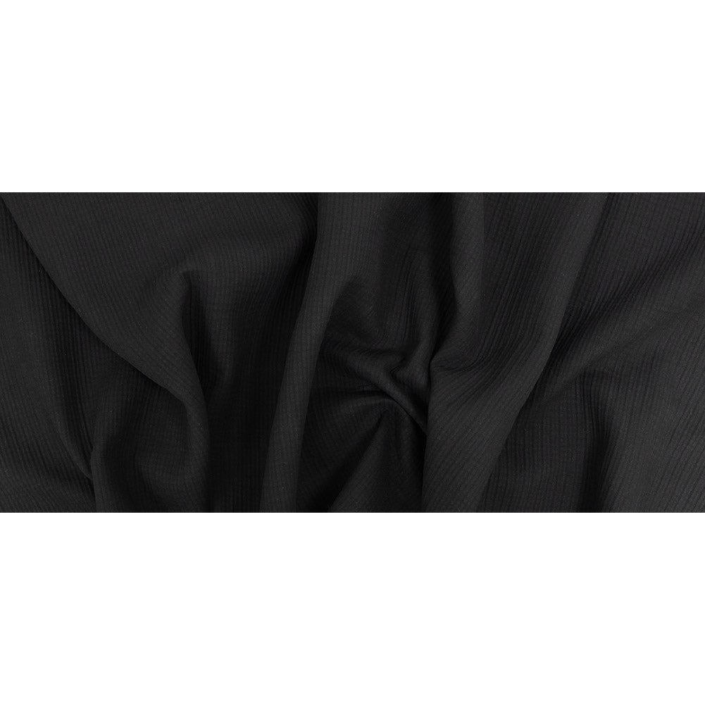 Black Stretch Ribbed Cotton Woven - Full