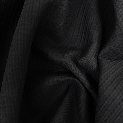 Black Stretch Ribbed Cotton Woven